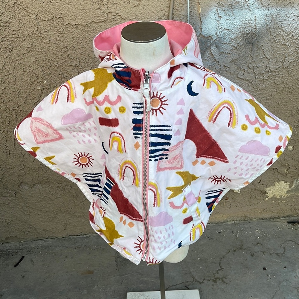 🌈 Genuine kids Rain Poncho Reversible Sz 18/24M Jacket Boho Rainbow Sun
